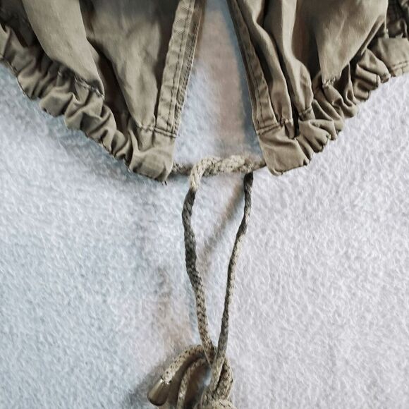 Levi's Jacket Women Small Green Solid Distress Military Utility Drawstring Waist - Picture 7 of 16